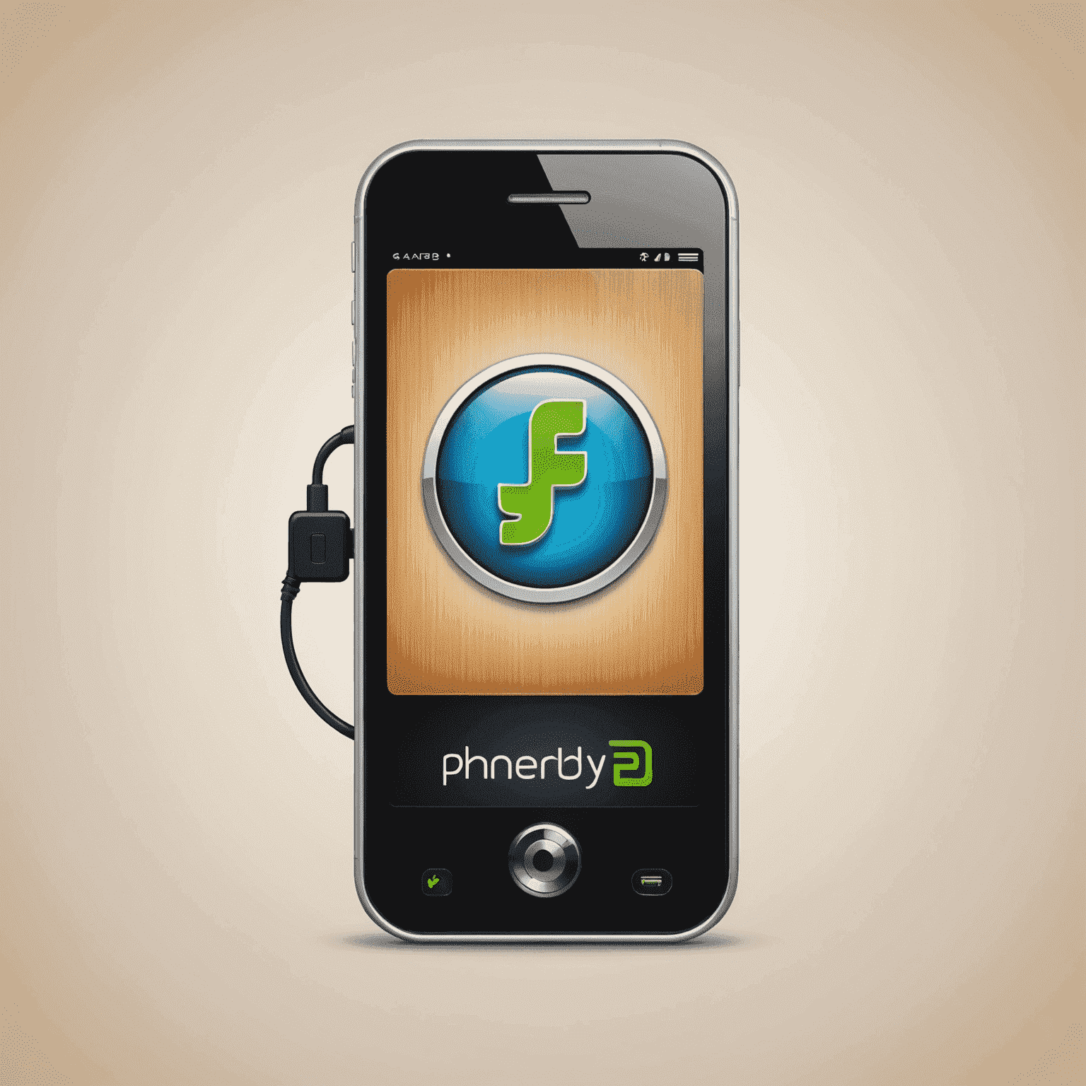 Phoneberdyj.com logo - A stylized mobile phone with recharging symbol