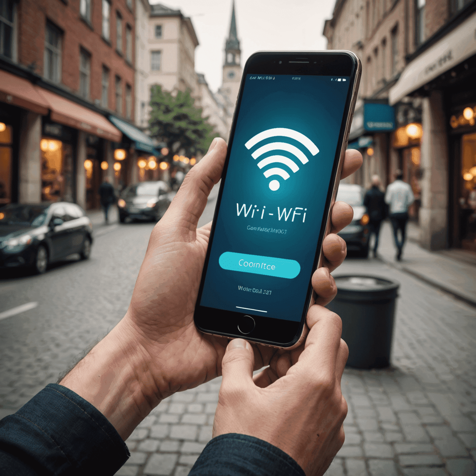 Person connecting to Wi-Fi network on smartphone