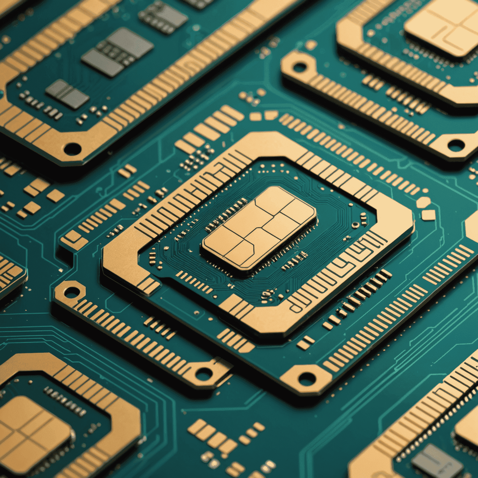 Close-up of advanced SIM cards with futuristic circuit designs, showcasing miniaturization and increased storage capacity